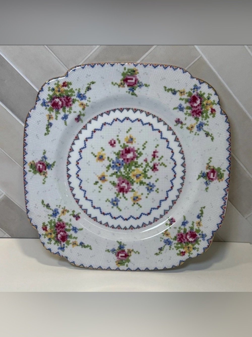 Vtg Royal Albert Petit Point Bread & Butter Salad Plate Hand Painted China UK